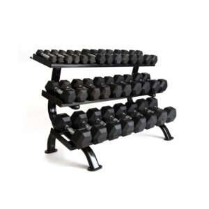 Rubber Dumbbells 3 Tier Stand